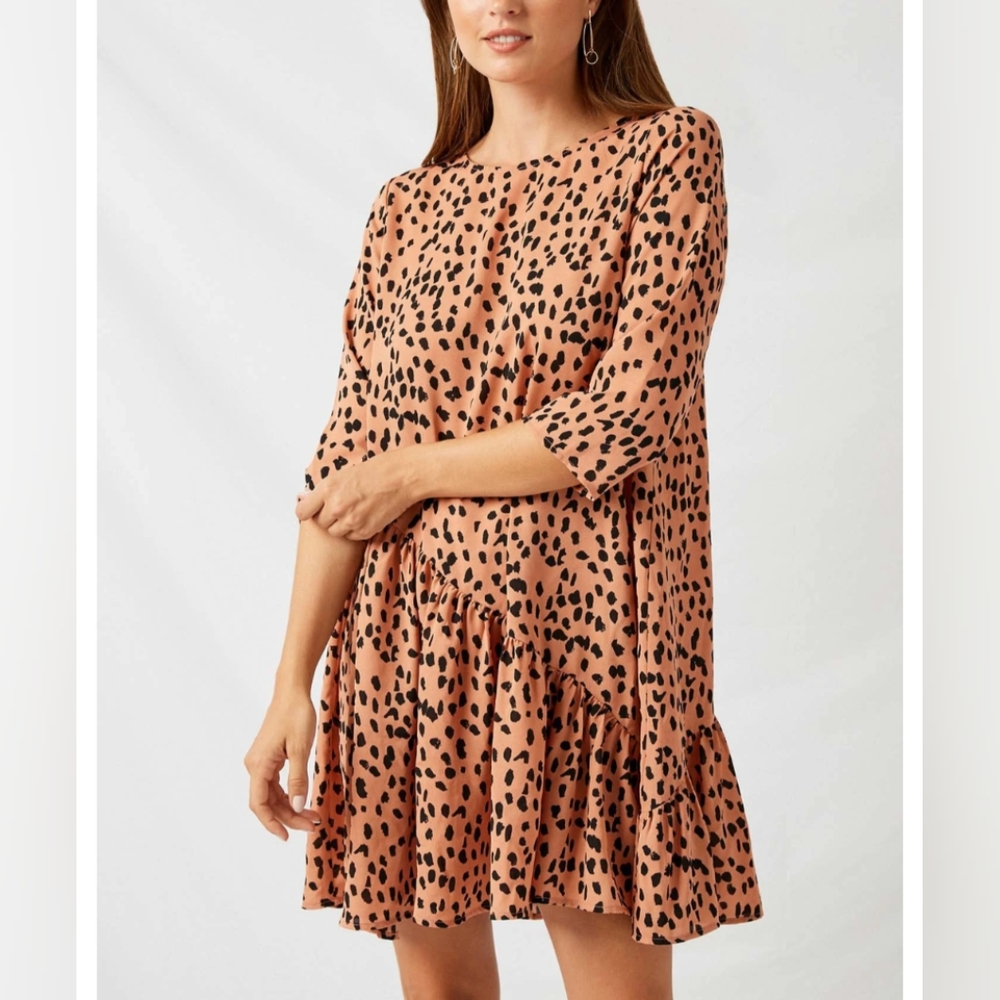Hayden Asymmetrical Animal Print Summer Swing Dress Sz. S